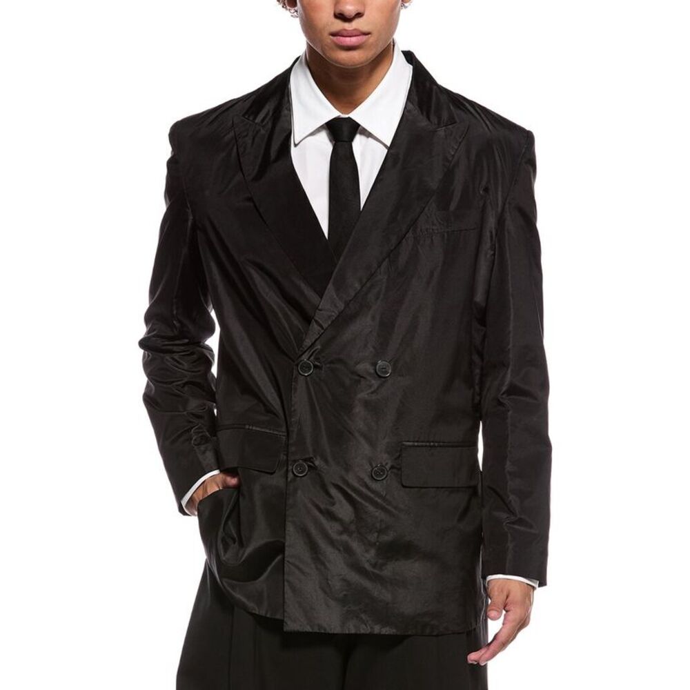 Valentino Mens Giacca Silk Jacket, Black